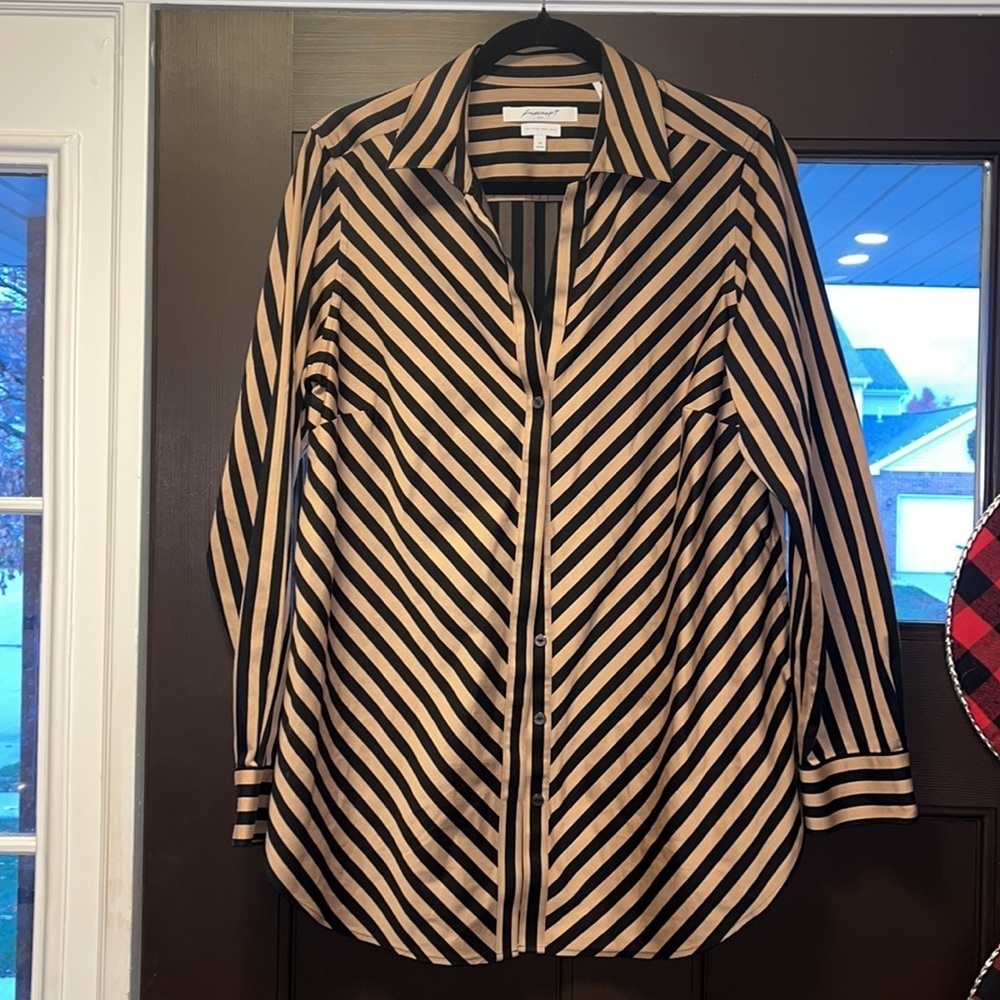FOXCROFT Mary Stripe Stretch Button Up Shirt Heritage Non-Iron Misses office - Picture 3 of 9